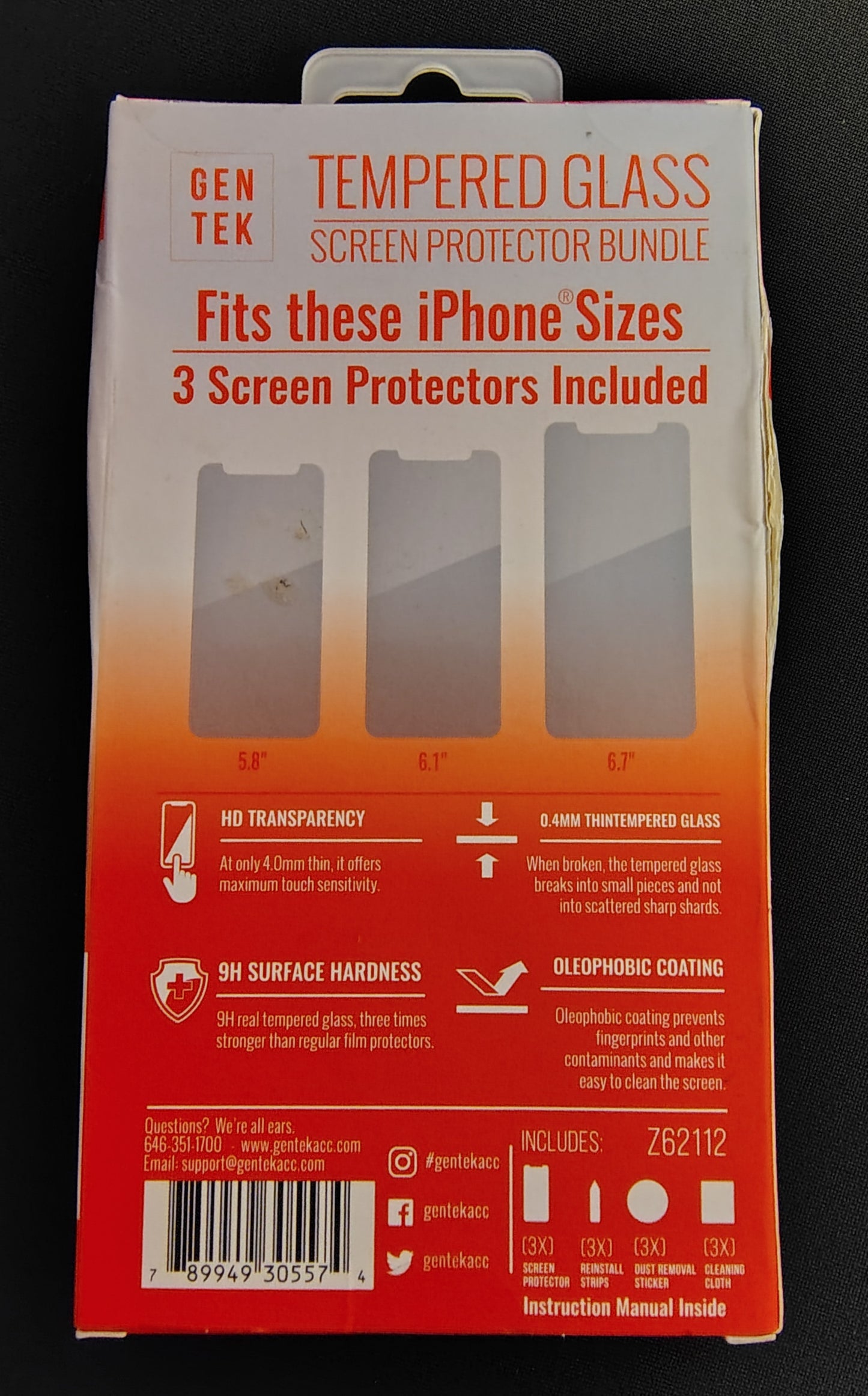 NEW - Gentek Tempered Glass Screen Protector Compatible with Iphone XS, X, 11 Pro, Max