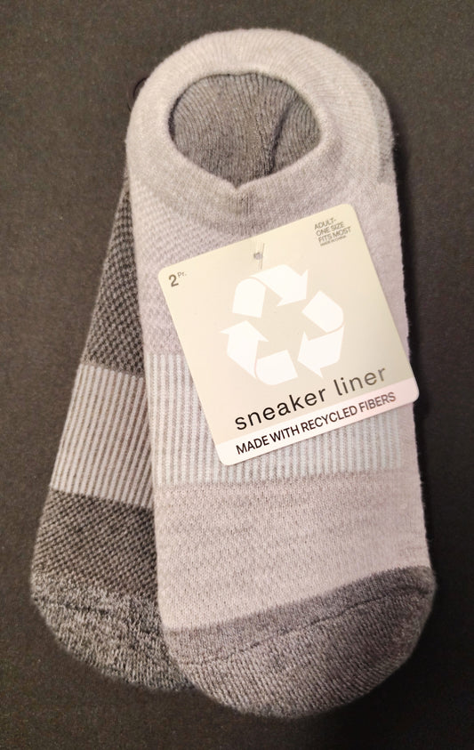 NEW - 2 Pairs of Unisex Sneaker Liner Socks - Adult One Size Fits Most