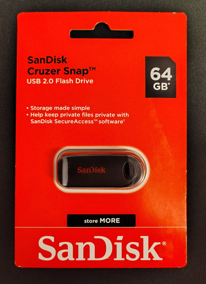 NEW - SanDisk Cruzer Snap 64GB Flash Drive USB 2.0